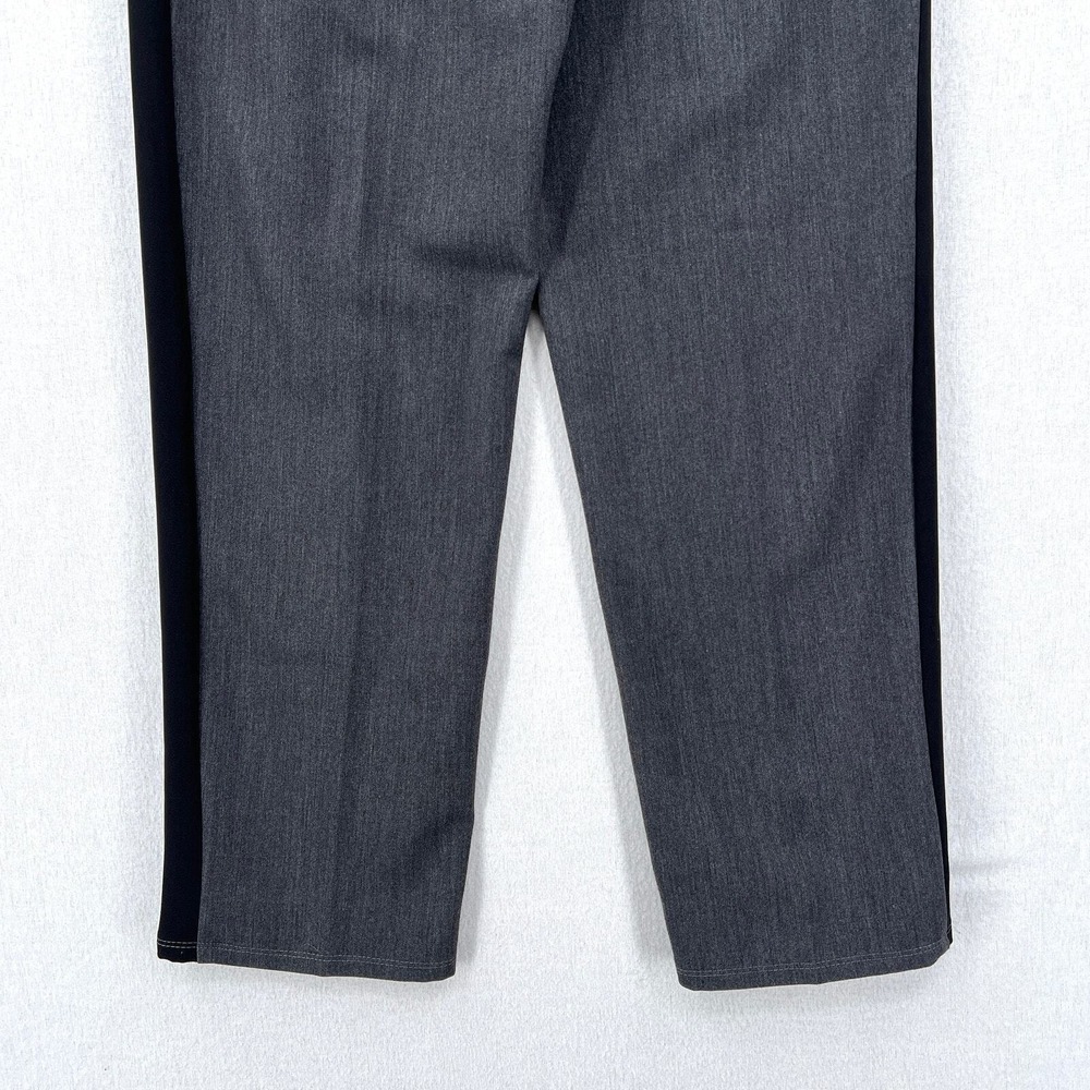KRISA High Rise Pants Women Medium Gray Tuxedo Stripe Pleated Business Casual - Picture 6 of 16